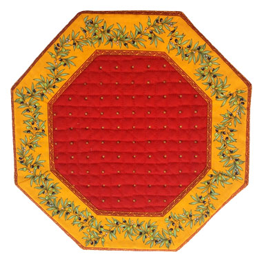 Placemats Octogonal Bordered (Calissons Olivettes.Red/yellow)